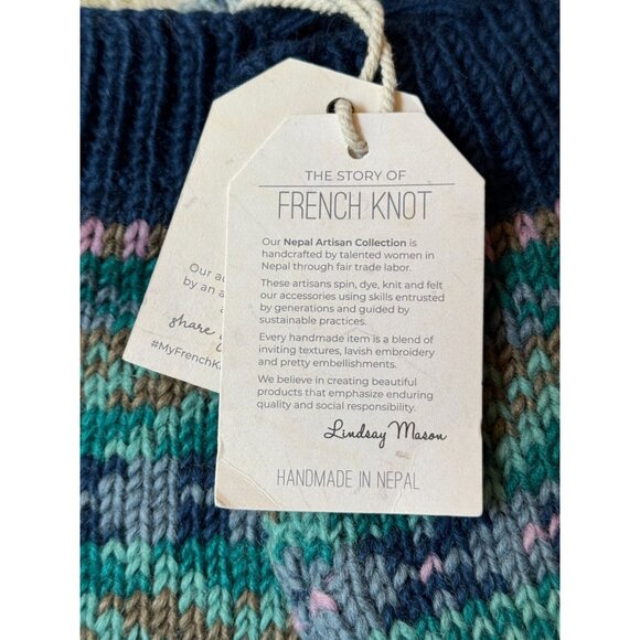 NWT Handmade Wool Knit Leg Warmers Fair Trade Artisan Nepal Multicolor Fair Isle - Picture 3 of 8